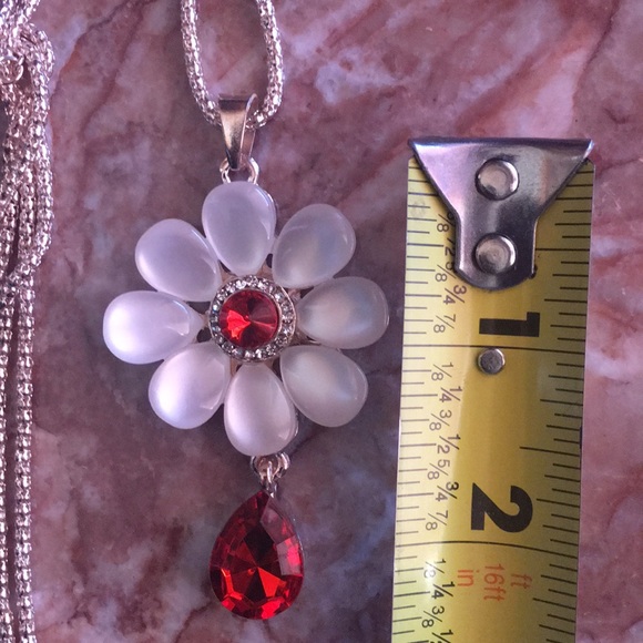 Opal Flower*Drop Crystal Necklace - Picture 8 of 13